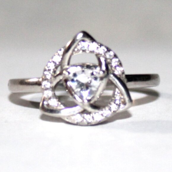 Sterling Silver Cubic Zirconia Celtic Knot Ring - Picture 2 of 7